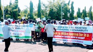 Over 10,000 residents of the Federal Capital Territory (FCT) and members of civil society groups stormed the National Assembly complex in Abuja yesterday, calling for the resignation of Nyesom Wike as Minister of the FCT. The protesters, united under the Network of Civil Societies for Economic Sustainability, accused Wike of "incompetence," "lack of vision," and involvement in questionable land allocation practices. Adamu Matazu, convener of the group, condemned Wike's leadership, stating, "The FCT has become an epicenter of controversy due to the misguided actions of Wike, undermining President Tinubu's Renewed Hope agenda and casting doubt on the Federal Government's credibility." Matazu demanded Wike's immediate resignation, investigation, and prosecution, accusing him of inefficiency and failing to live up to the vision of President Tinubu's administration. He further criticized Wike's combative and condescending communication style, describing him as "a deliberate punishment sent to the FCT by Tinubu." The coalition urged President Tinubu to take decisive action against Wike's "excesses" to restore trust and ensure the smooth functioning of the FCT.